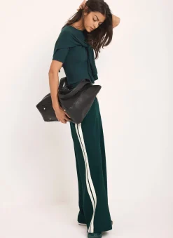 Discount Teal Side Stripe Wide Trousers Wide Leg Trousers|Trousers