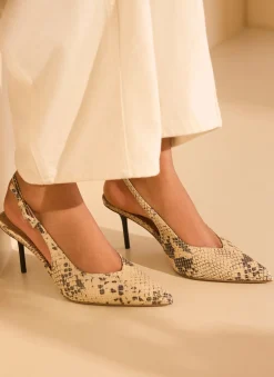 Hot Tori Neutral Snake Print Leather Heels Heels|Heels