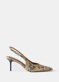 Hot Tori Neutral Snake Print Leather Heels Heels|Heels