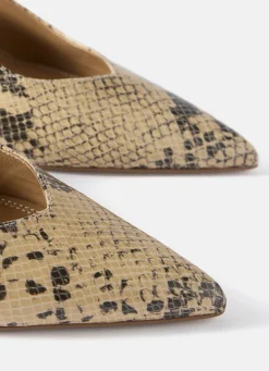 Hot Tori Neutral Snake Print Leather Heels Heels|Heels
