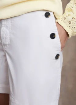 Discount White Button Front Chino Shorts Shorts|Trousers