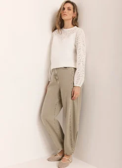 Sale White Cotton Blend Broderie Sweatshirt Sweatshirts|Sweatshirts