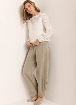 Sale White Cotton Blend Broderie Sweatshirt Sweatshirts|Sweatshirts