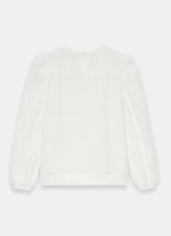 Sale White Cotton Blend Broderie Sweatshirt Sweatshirts|Sweatshirts