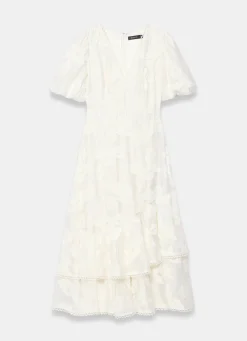 Hot White Cotton Blend Floral Maxi Dress Occasion Dresses|Occasion Dresses
