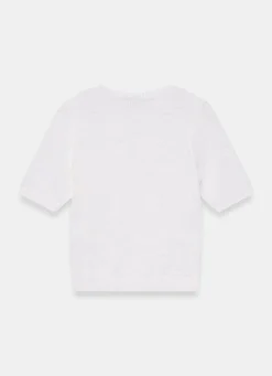 Hot White Cotton Blend Knit Top Knitted Tops|Knitted Tops
