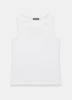 Best White Cotton Blend Scoop Neck Vest T-Shirts|T-Shirts