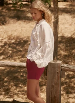 New White Cotton Broderie Blouse Shirts & Blouses