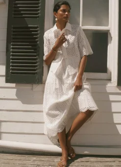 Best White Cotton Broderie Midi Skirt Midi Skirts|Skirts