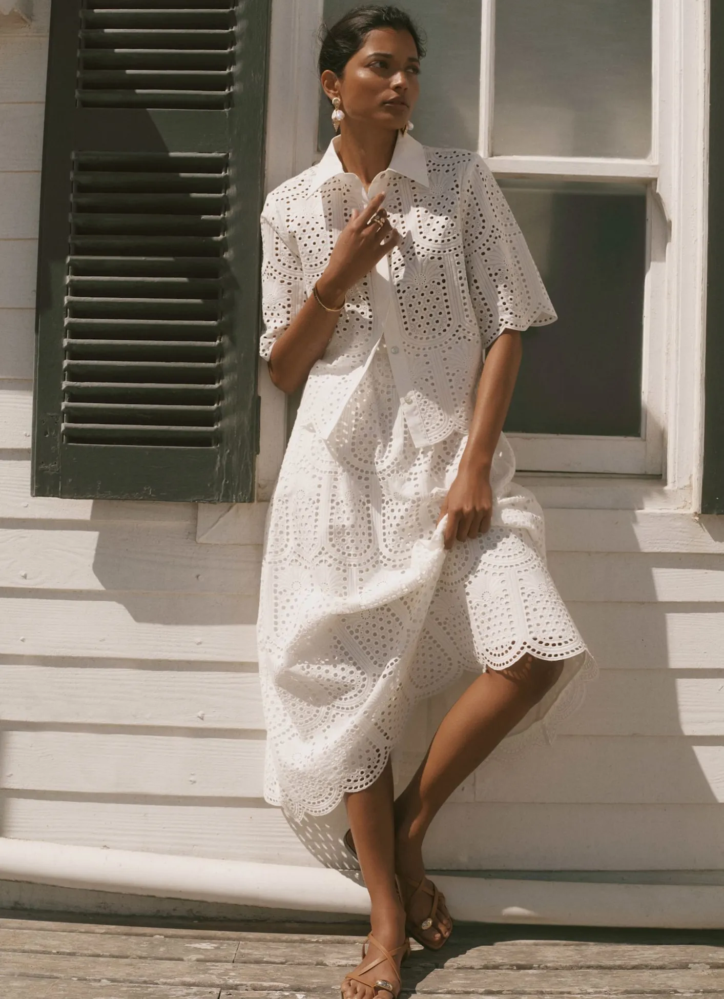 Best White Cotton Broderie Midi Skirt Midi Skirts|Skirts