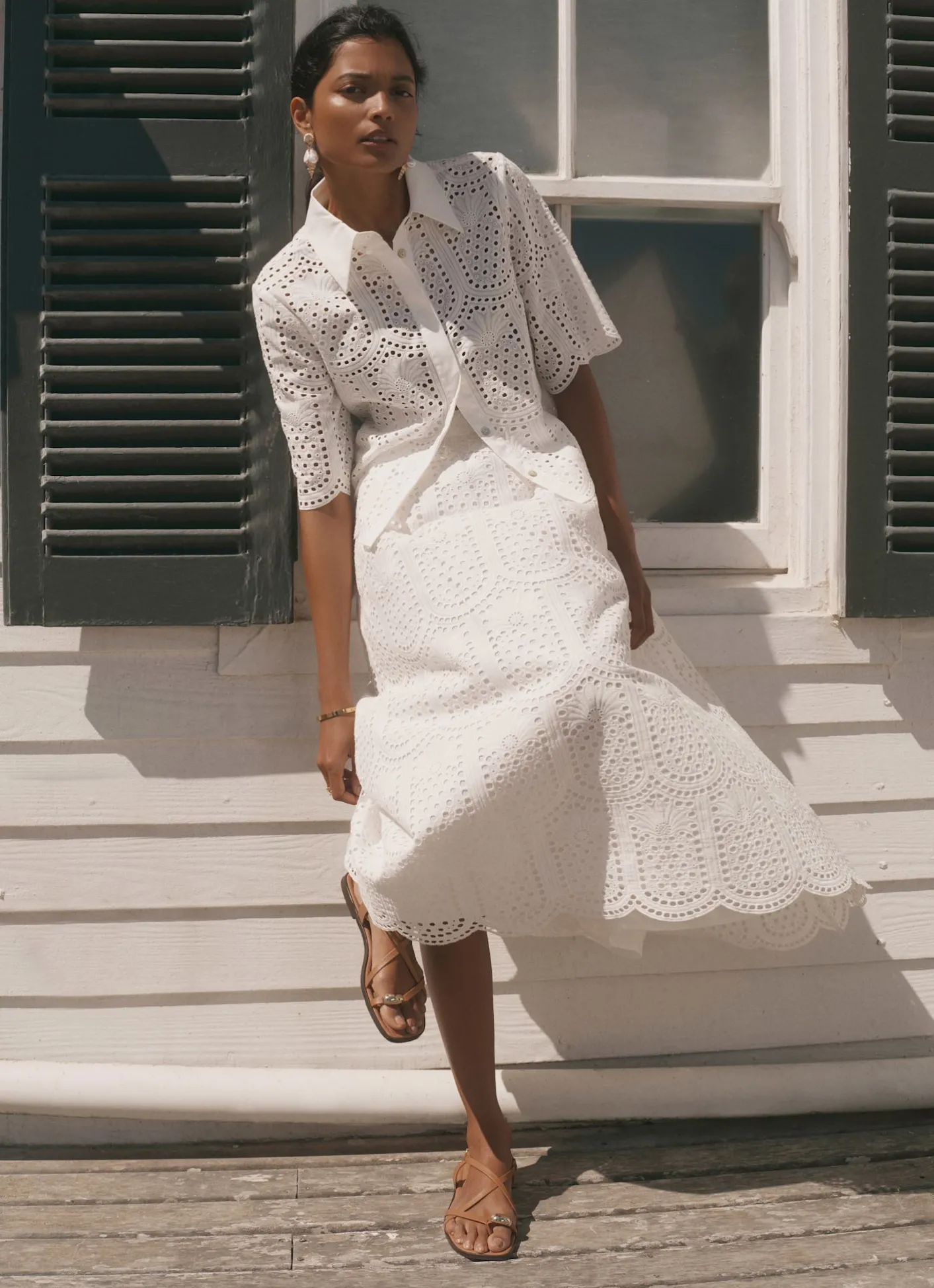 Best White Cotton Broderie Midi Skirt Midi Skirts|Skirts