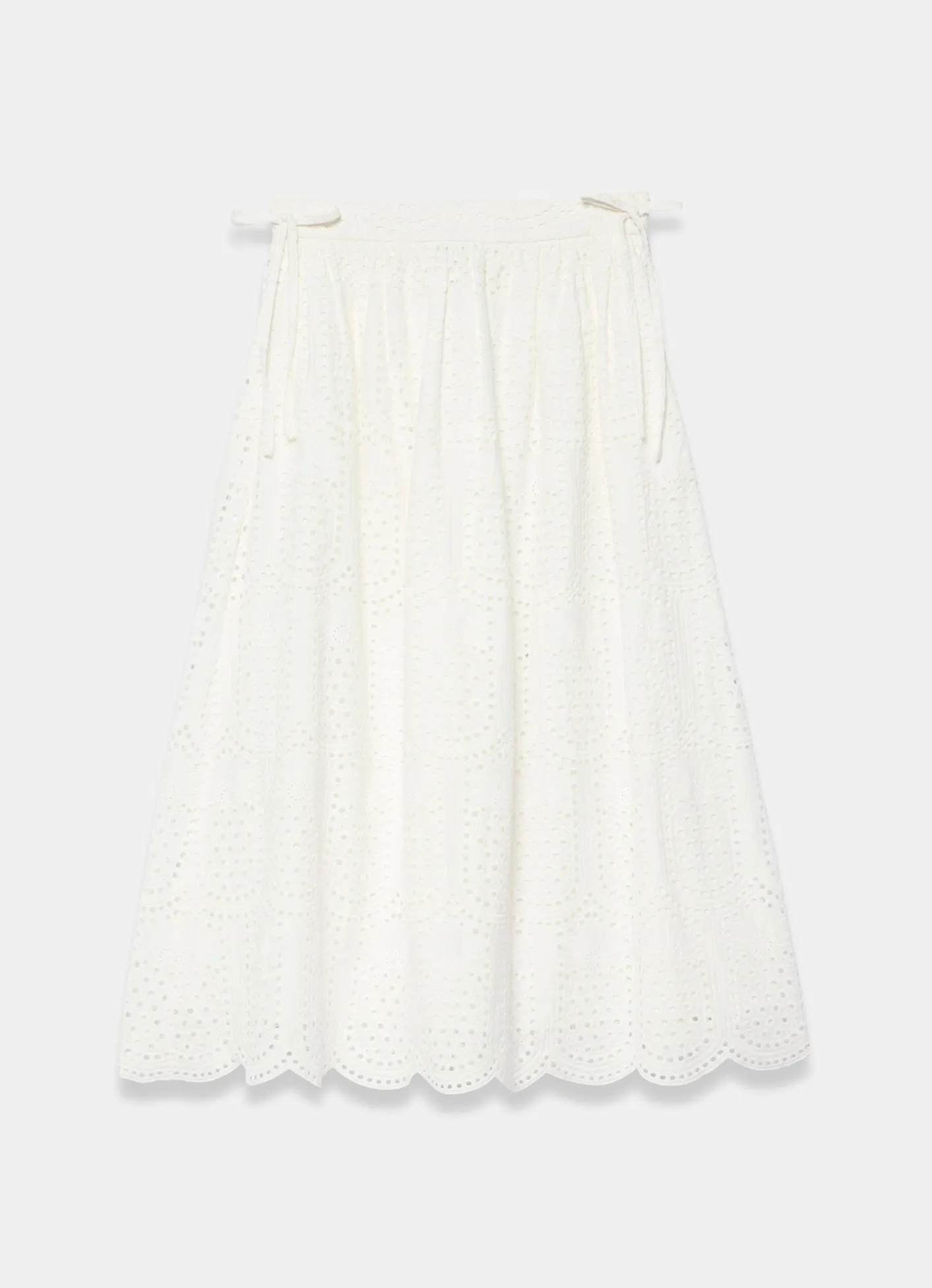 Best White Cotton Broderie Midi Skirt Midi Skirts|Skirts