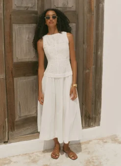 Best White Cotton Broderie Midi Dress Summer Dresses|Midi Dresses