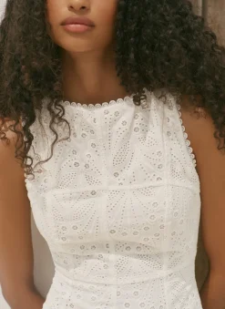 Best White Cotton Broderie Midi Dress Summer Dresses|Midi Dresses