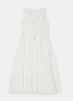 Best White Cotton Broderie Midi Dress Summer Dresses|Midi Dresses