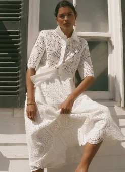 Online White Cotton Broderie Shirt Shirts & Blouses