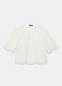 Online White Cotton Broderie Shirt Shirts & Blouses