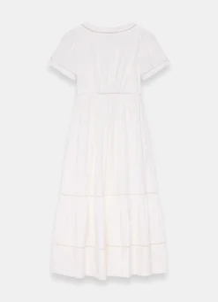 Online White Cotton Cheesecloth Midi Dress Summer Dresses|Midi Dresses