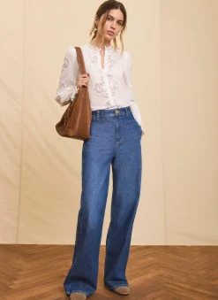 Hot White Cotton Embroidered Blouse Shirts & Blouses