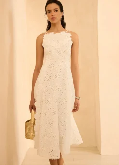 Sale White Cotton Floral Lace Midi Dress Midi Dresses|Mv Limited