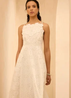 Sale White Cotton Floral Lace Midi Dress Midi Dresses|Mv Limited