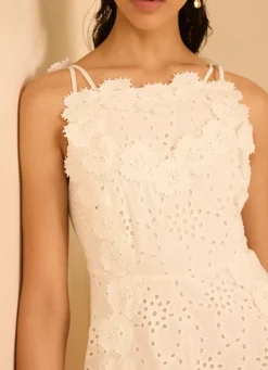 Sale White Cotton Floral Lace Midi Dress Midi Dresses|Mv Limited