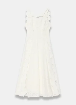 Sale White Cotton Floral Lace Midi Dress Midi Dresses|Mv Limited
