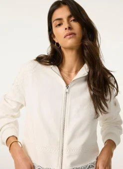 Sale White Cotton Lace Hoodie Sweatshirts|Sweatshirts
