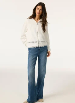 Sale White Cotton Lace Hoodie Sweatshirts|Sweatshirts