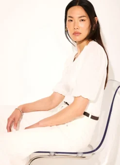 Hot White Cotton Puff Sleeve Top All Tops|Tops