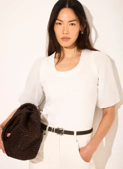 Hot White Cotton Puff Sleeve Top All Tops|Tops
