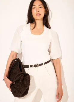 Hot White Cotton Puff Sleeve Top All Tops|Tops