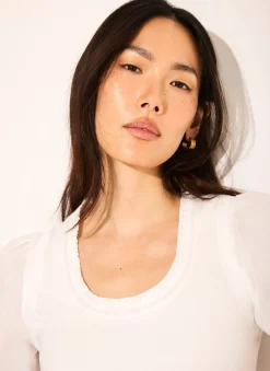 Hot White Cotton Puff Sleeve Top All Tops|Tops