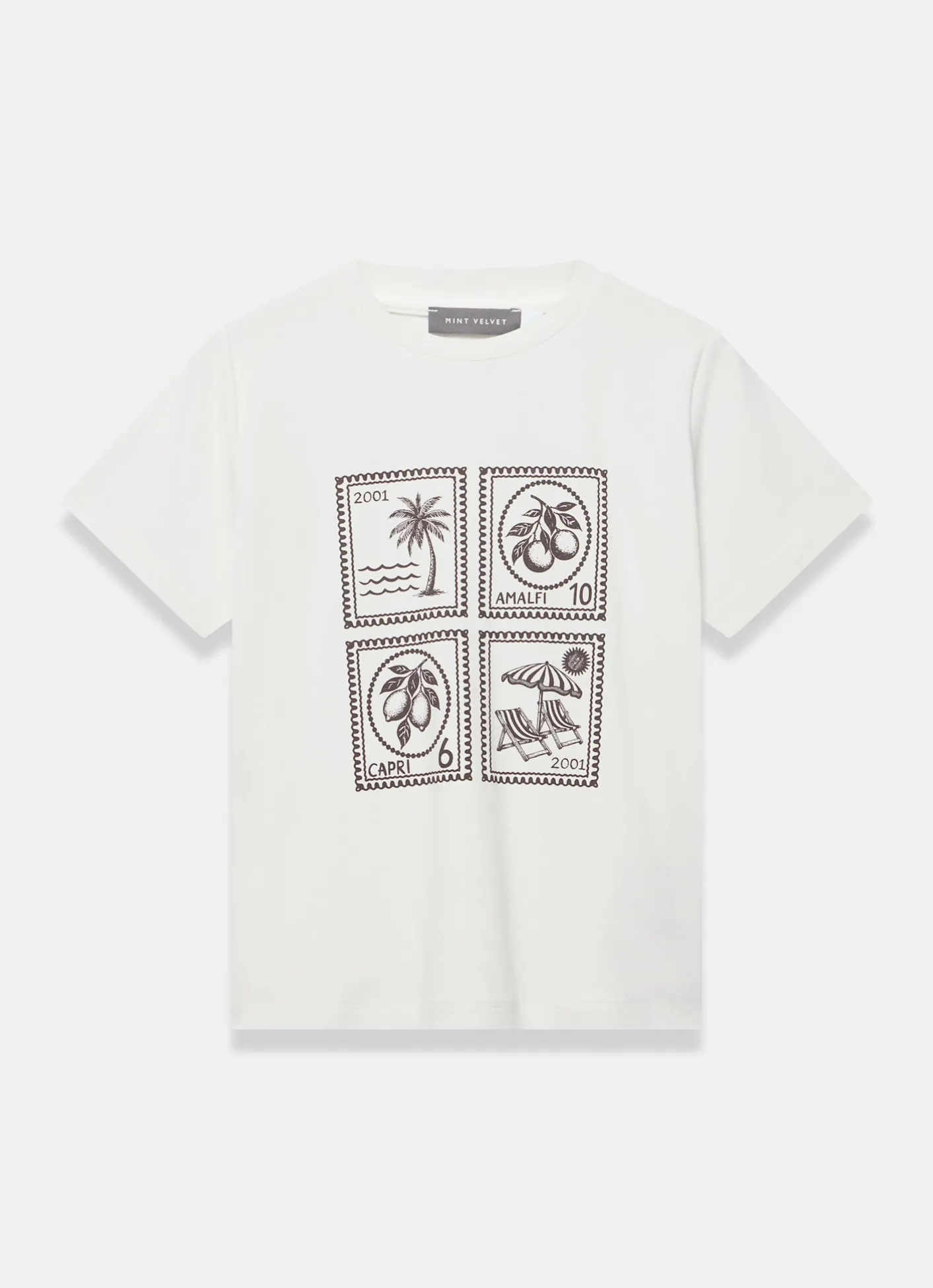 White Cotton Stamp Graphic T-Shirt T-Shirts|T-Shirts