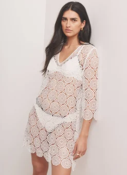 Best White Crochet Beach Mini Dress Summer Dresses|Mini Dresses