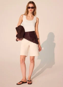 Outlet White Crochet Trim Vest Top T-Shirts|T-Shirts