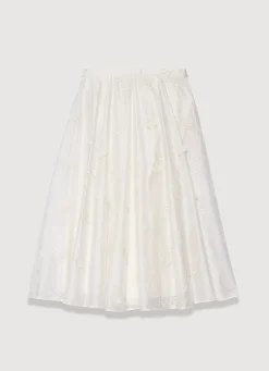 Best White Embroidered Butterfly Detail Midi Skirt Midi Skirts|Skirts