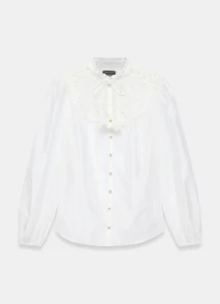 Clearance White Floral Cutwork Detail Blouse Shirts & Blouses|All Tops