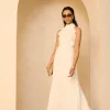 Online White Floral Textured Maxi Dress Occasion Dresses|Occasion Dresses