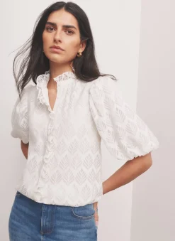 Sale Jacquard Ruffle Blouse All Tops|Tops