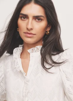 Sale Jacquard Ruffle Blouse All Tops|Tops
