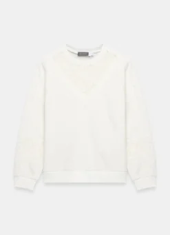 Clearance White Lace Detail Sweatshirt Sweatshirts|Sweatshirts