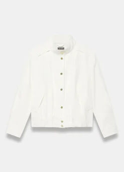 Best White Linen Blend Bomber Jacket Jackets
