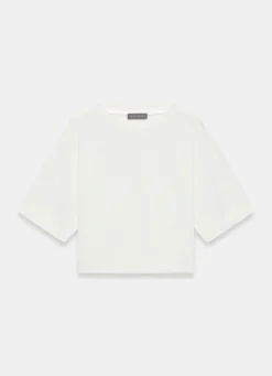 White Linen Blend Boxy T Shirt T-Shirts|T-Shirts