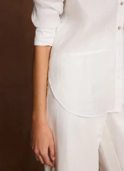 Online White Linen Blend Shirt Shirts & Blouses|All Tops