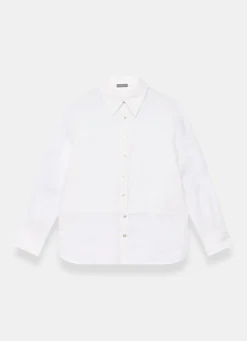 Online White Linen Blend Shirt Shirts & Blouses|All Tops