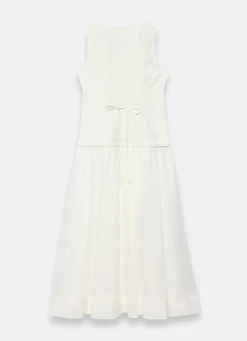 Hot White Linen Blend Waistcoat Maxi Dress Occasion Dresses|Occasion Dresses