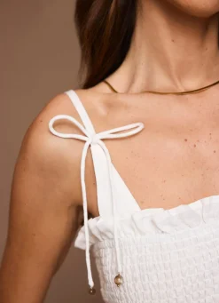 Online White Linen Shirred Top All Tops|Tops