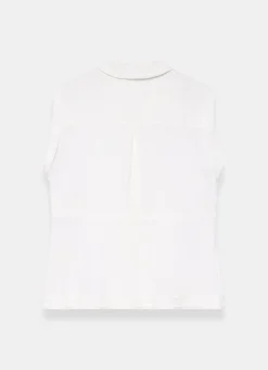 New White Linen Sleeveless Shirt Shirts & Blouses|All Tops