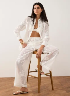 Outlet White Mesh Embroidered Shirt Shirts & Blouses